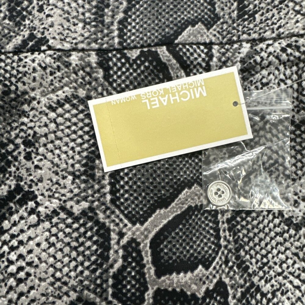 Michael Kors Plus Size Snakeskin Print Stretch Twill Pants 14W Malachite Grey - Picture 7 of 9